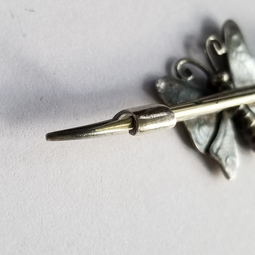 Relisted -antique Butterfly bar pin brooch Sterling Silver victorian edwardian - Picture 10 of 13